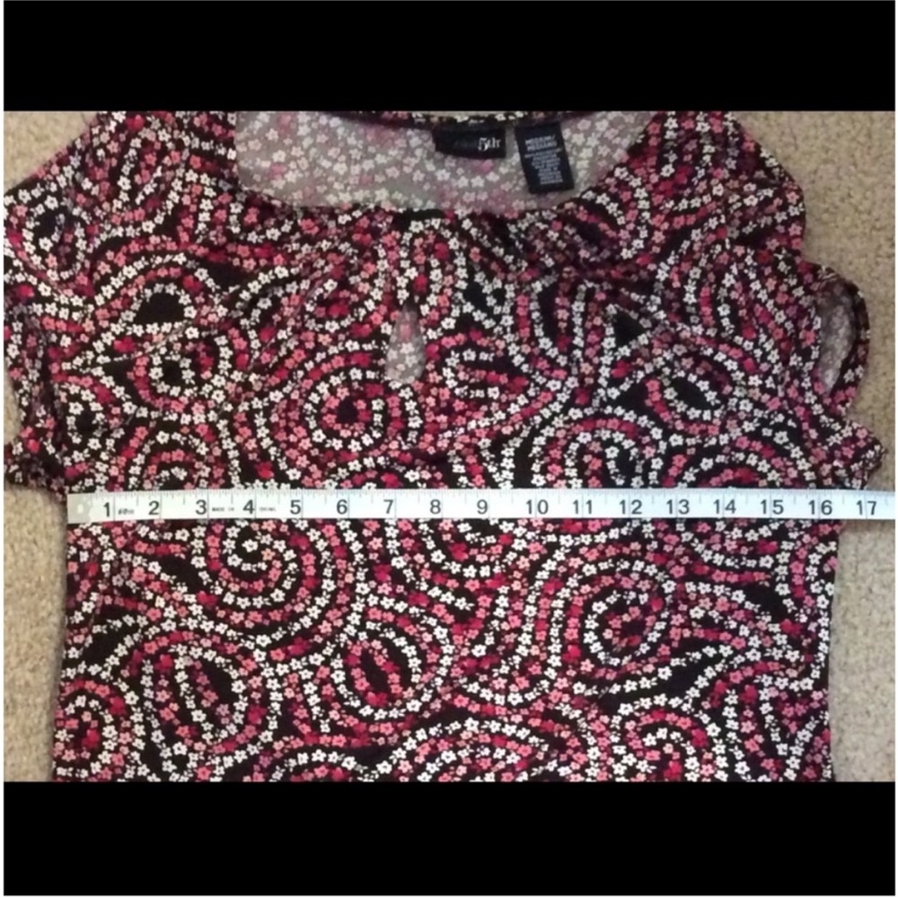 EAST 5th Short Sleeve VIBRANT And Stylish Floral Swirl PATTERN Top Size Medium - Picture 6 of 10